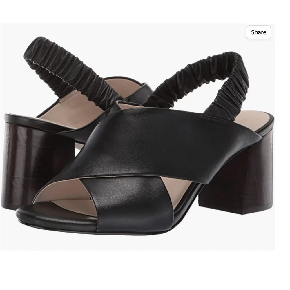Cole Haan Women's Anastasia City Sandal 8.5 Black Heel Leather Tan